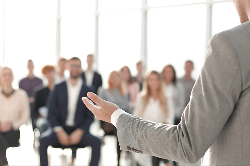 Founder giving a speech